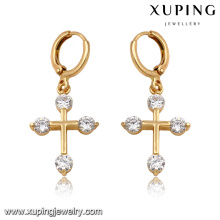 92166-Xuping Neue Standard Tropfen Schmuck Kreuz Ohrringe für Frauen